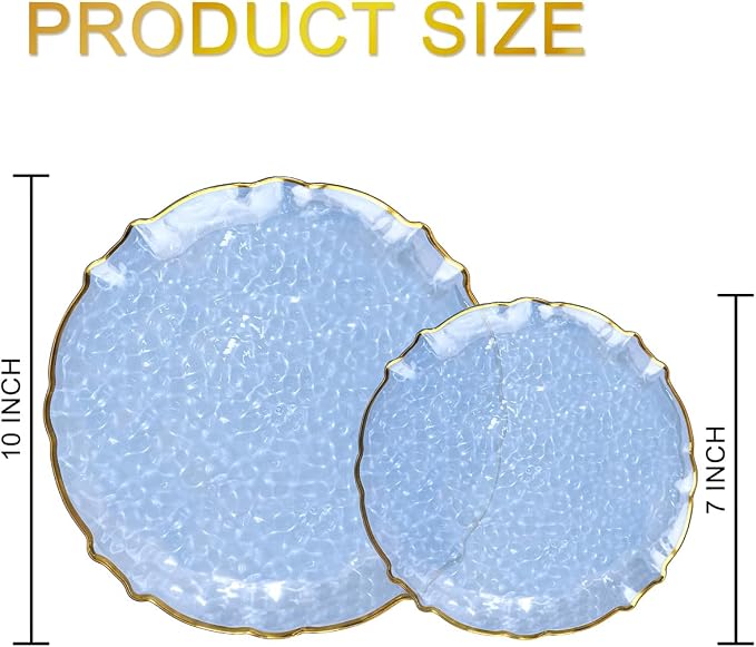 bUCLA 40PCS Clear Blue Plastic Plates - Image 2