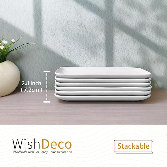 Small Rectangle Plates Set of 6, Ceramic Sushi Plates, Serving Plate - Image 7