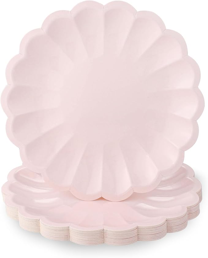 NatNarr 30 Pcs Pink Paper Plates 7.5 In Light Pink Plates by NatNarr