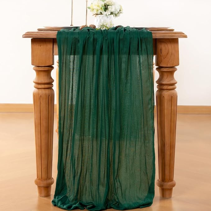 Emerald Green Cheesecloth Table Runner 10Ft 10 Pack Gauze Table Runner | Summer - Image 2