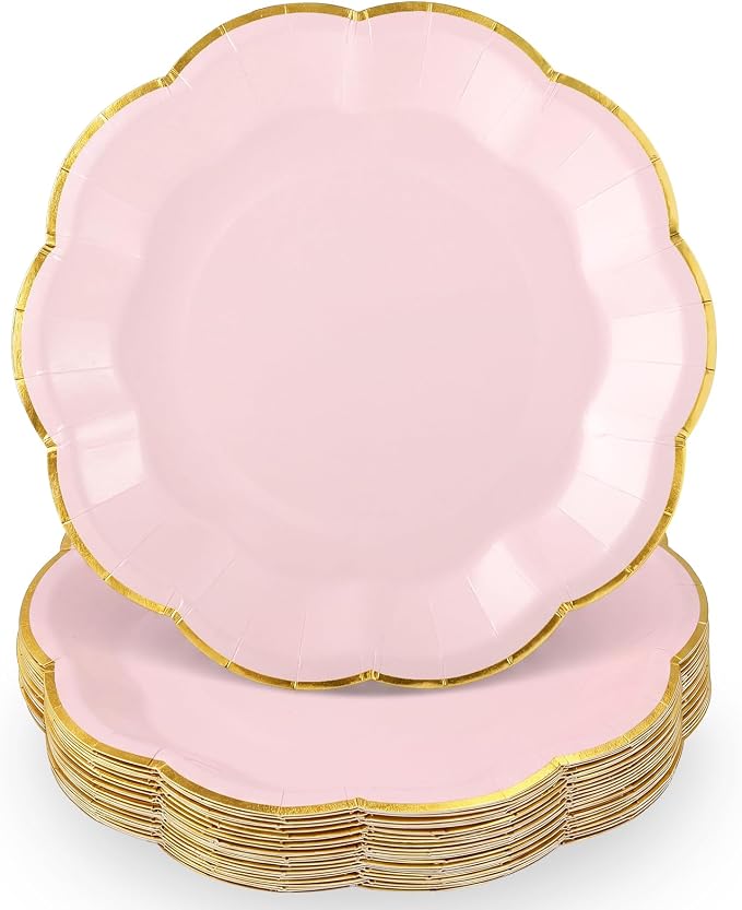 NatNarr 30 Pcs Pink Plates by NatNarr