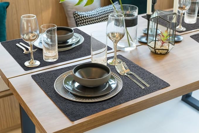 Faux Cotton Linen Placemats Set of 8, Cloth Washable Farmhouse Dining Table Mats - Image 9