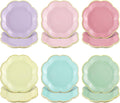 60 Pcs Pastel Paper Plates, 7 Inch Scalloped Dessert Plates by NatNarr