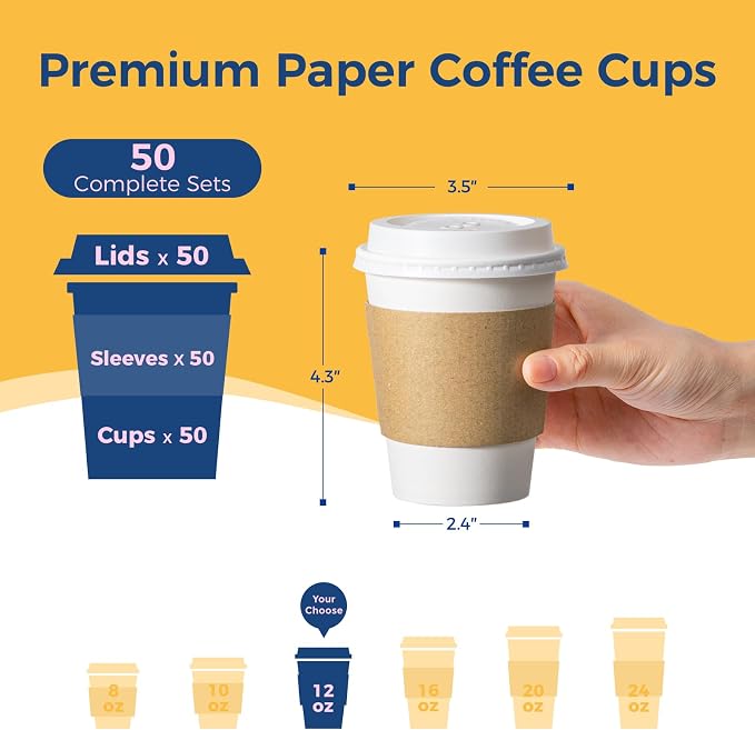 Fit Meal Prep 50 Pack 12 oz Disposable Coffee Cups - Image 2