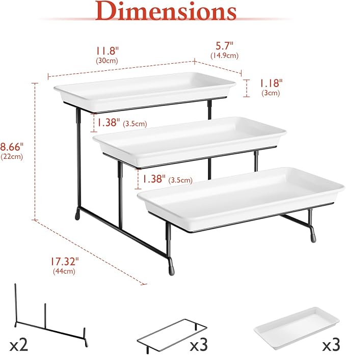 Bumusty 3-Tier Melamine Serving Tray Set, 11.5 x 5.6 in, Birthdays and Holidays - Image 2