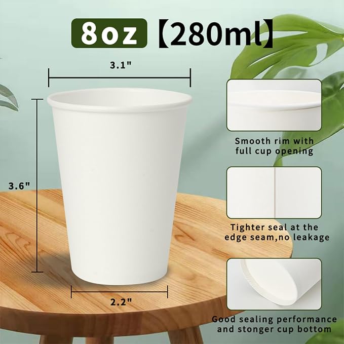 METAPRINT 1000 Pack 8 oz Disposable Paper Cups, Paper Coffee Cups 8 oz - Image 5