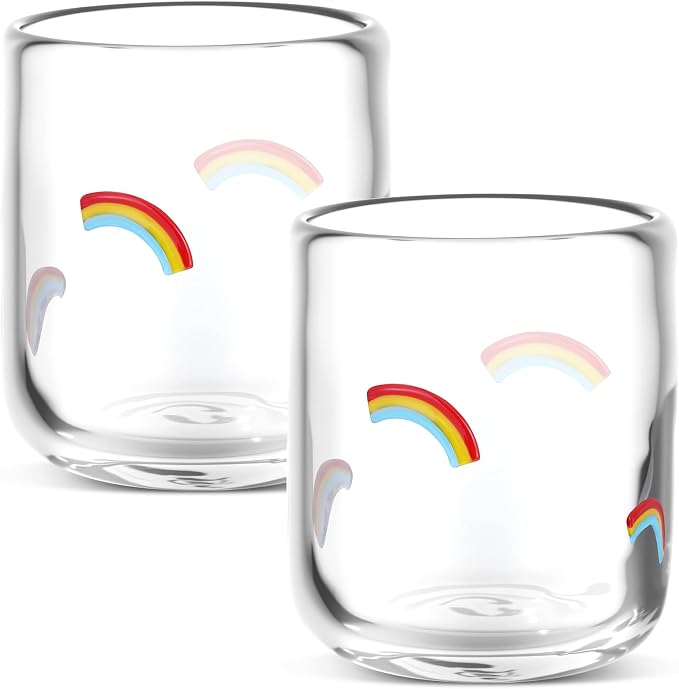 SiliFine 2 Pcs Icon Juice Glasses - 14oz Colorful Rainbow Stemless Wine - Image 2