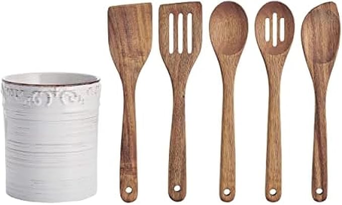 Pfaltzgraff Trellis Utensil Crock, 7x6 inch by Pfaltzgraff