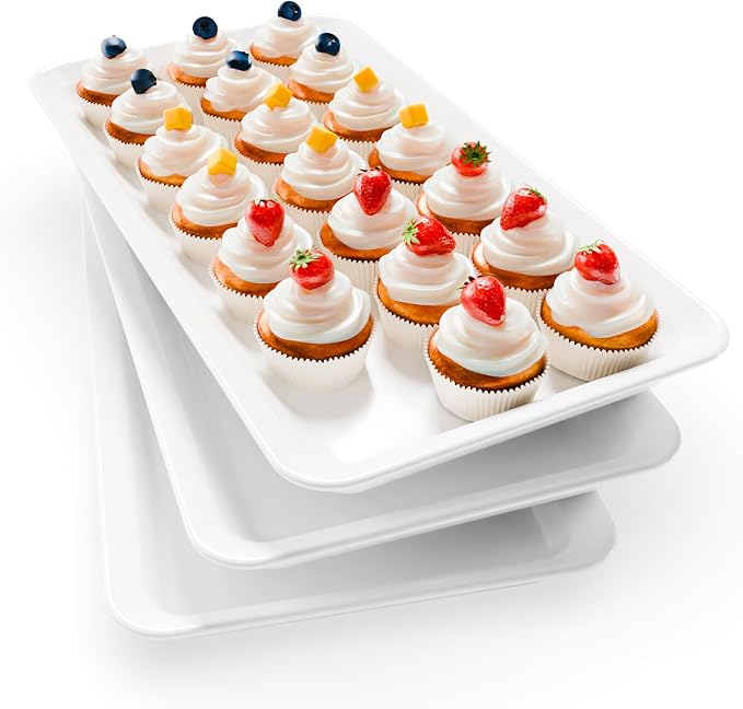 Bumusty 3-Pack Large Melamine Serving Trays Set, 17 x 8.6 in, Cookies and by BUMUSTY