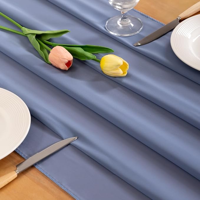 Dusty Blue Chiffon Table Runner Summer Boho Wedding Birthday Party Decor | 14ft - Image 2