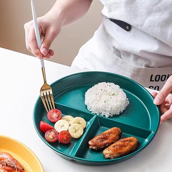 PUPOPIK 9" Unbreakable Divided Plates Set of 5, Wheat Straw Plate Reusable - Image 7