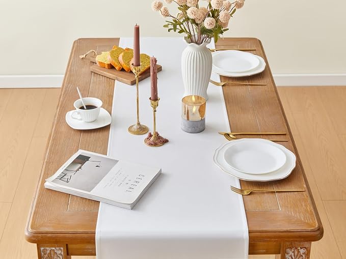 YATOJUZI White Table Runner Seasonal Summer Kitchen Dining Coffee Table - Image 2