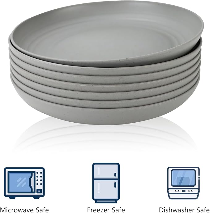 Dinner Plates Set of 8 Premium Wheat Straw Plate Alternative - Image 3