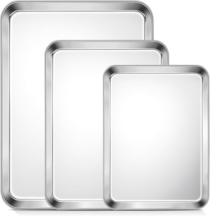 TeamFar Baking Sheet, Cookie Sheets Baking Pans Set of 3, 16/12.5/10.5 Inch | by TeamFar