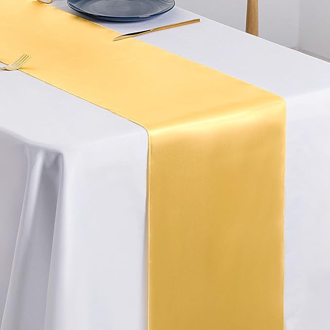 SiinvdaBZX 4 Pcs Gold Satin Table Runner 12 x 108 inches Long | Bright Smooth - Image 5