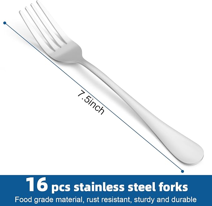 16 Piece Dinner Forks Set, Food-Grade Stainless Steel Forks Silverware - Image 2