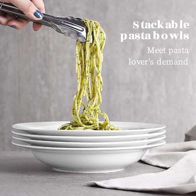 Y YHY Soup Bowls, Pasta Bowls Set of 4, 20 Ounces Porcelain Wide Rim Bowls - Image 2