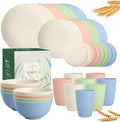 Wheat Straw Dinnerware Sets 40PCS, Unbreakable Plates and Bowls Sets Service by WROVA
