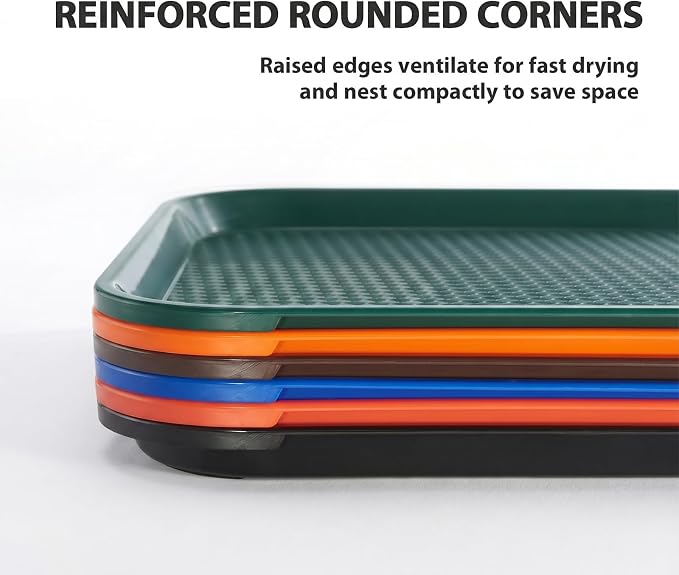 6 Pack Multicolor Lunch Trays, 12x16 Inch Plastic Food Tray | Multicolor Food - Image 2