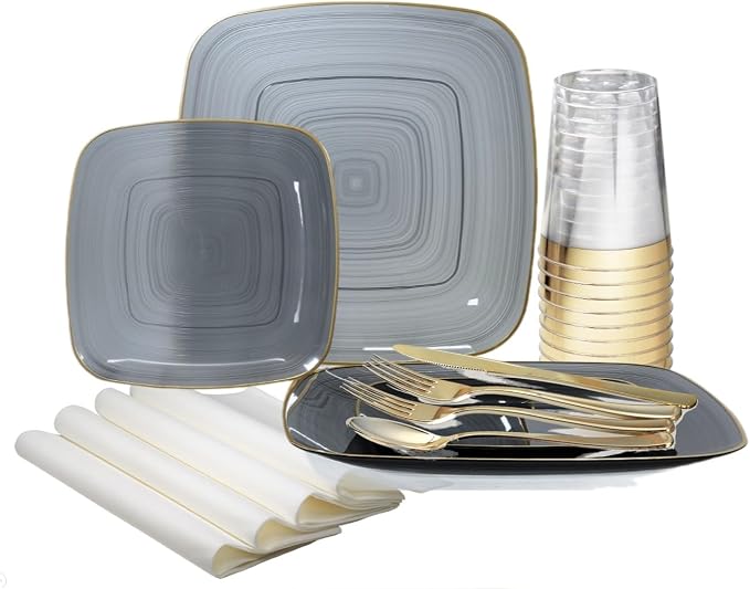 " OCCASIONS " 320pcs set-Wedding Party Disposable Plastic Plate Set -40 x 10'' by OCCASIONSFINESTPLASTICTABLEWARE