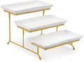 MALACASA 3 Tier Serving Trays for Party, 12 Inch Porcelain White Trays for by MALACASA