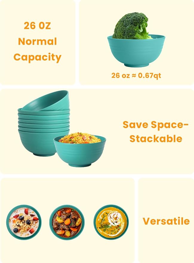 Wheat Straw Bowls, Cereal Bowls, Plastic Bowl Alternative, Unbreakable - Image 4