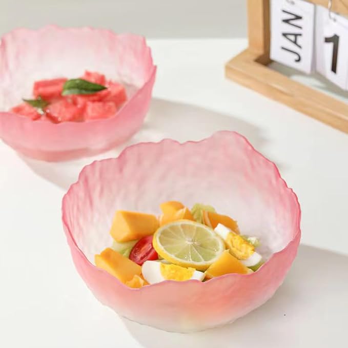 Glass Bowl for Salad Candy Fruit Serving, Decorative Bowl, Dish-Pink 6.5" | - Image 2