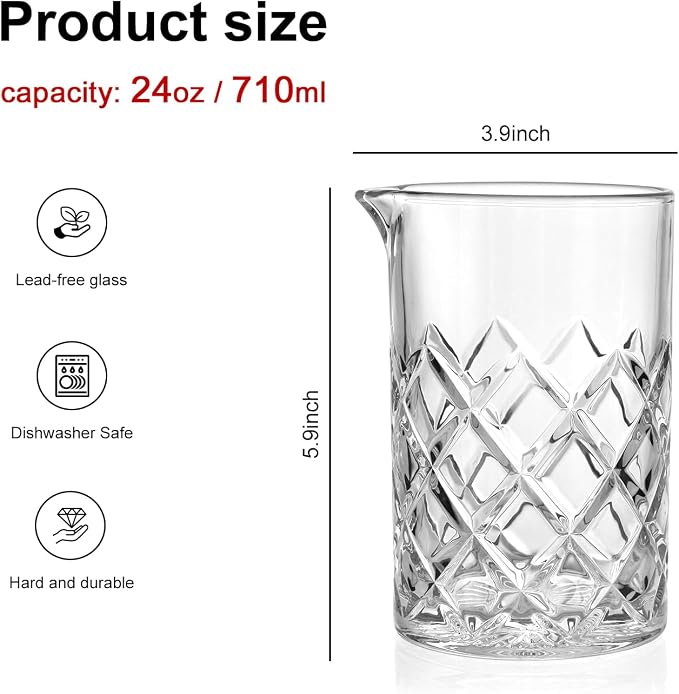 4 Pcs Cocktail Mixing Glass 24 oz Cocktail Stirring Glasses Crystal Glasses - Image 2