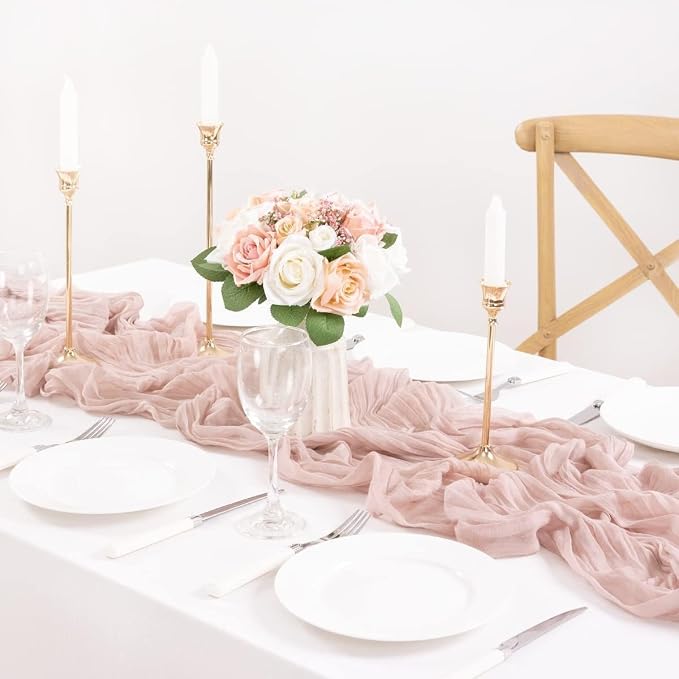Dusty Pink Table Runner Gauze Wedding Cheesecloth Table Runner 10ft | - Image 6