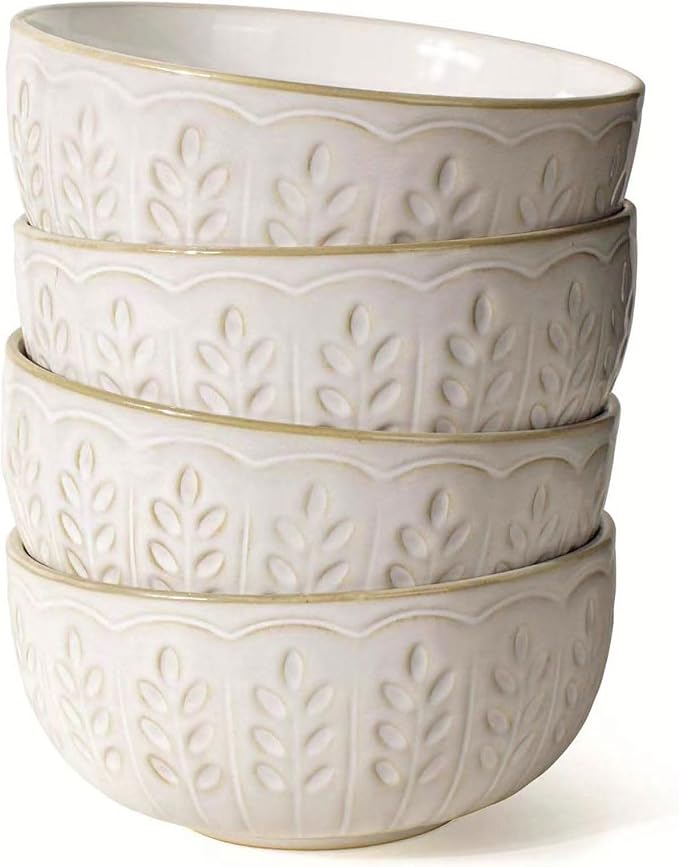 Soup Bowls 32 OZ, Cereal Bowls Set of 4, Dishwasher Microwave Safe, 6.3 Inch by Artena