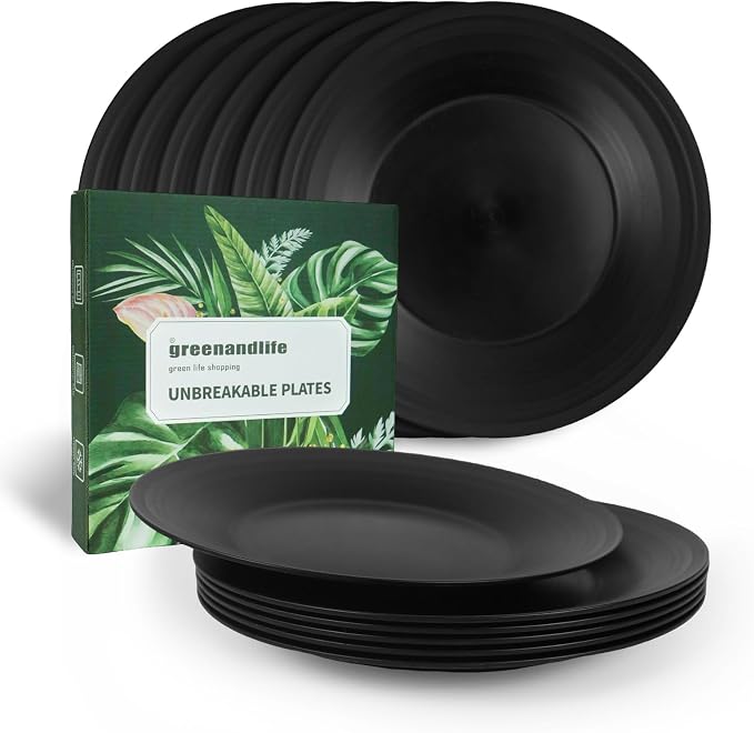 10inch/6pcs Dishwasher & Microwave Safe Wheat Straw Plates, Alternative by greenandlife