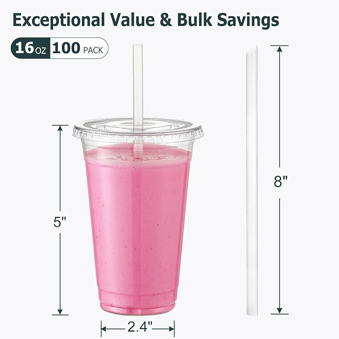 AOZITA 16 oz Clear Plastic Cups - Image 2