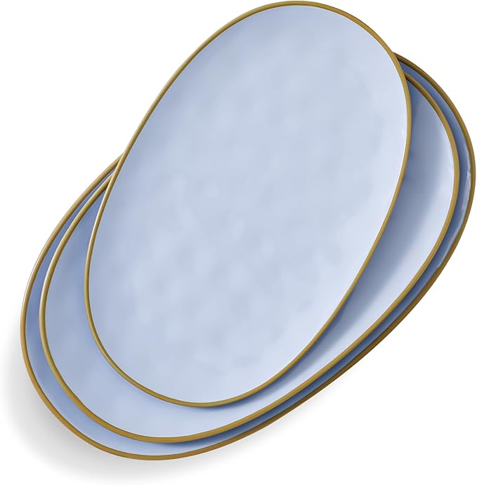Ceramic Oval Serving Platter: 15.6/14.3/12.9 Inch Large Serving Dishes by Culivora