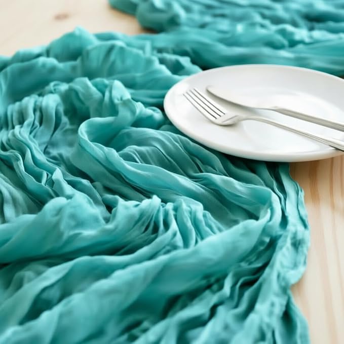 Teal Cheesecloth Table Runner 120 Inches 10 Pack Gauze Table Runner | Summer - Image 4