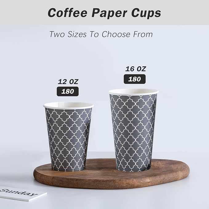 Lamosi Coffee Cups 12 oz 500 Pack, Disposable Paper Coffee Cups, Hot Cups | - Image 3