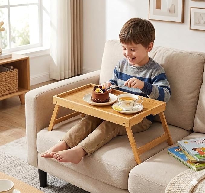 Bamboo Bed Tray Table with Foldable Legs, Breakfast Tray - Image 5