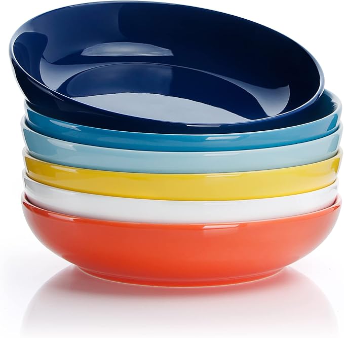 Sweese Pasta Bowls, 30 Ounce Salad Serving Bowls Set of 6, 8.4 Inch Porcelain by Sweese