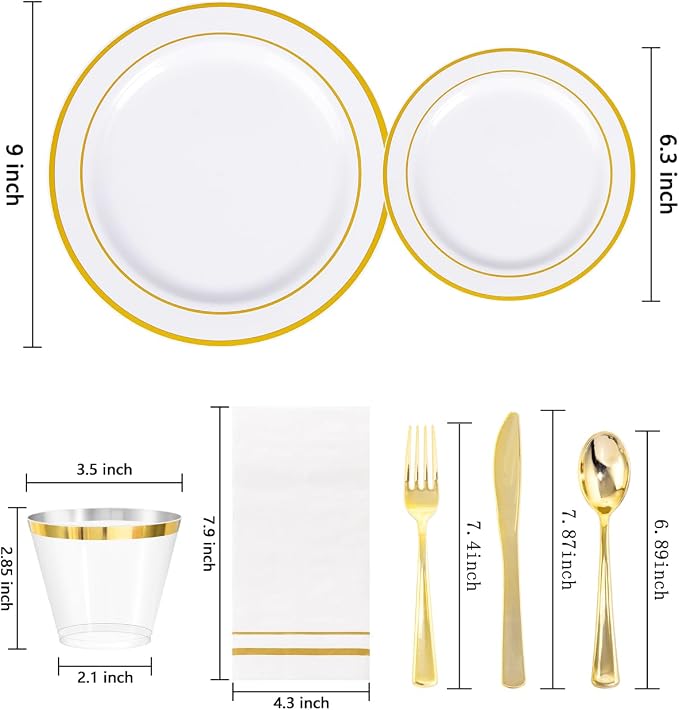 GATHER 350PCS Gold Plastic Plates - Image 2