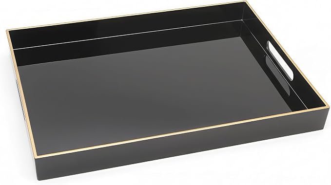 15.8" x 11.8" Black Plastic Serving Tray - Image 2