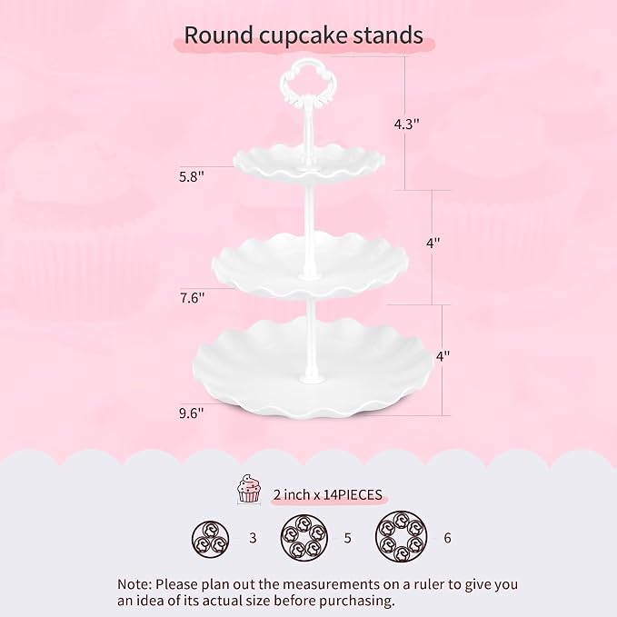 Pack of 11 NWK Cake Stand Set of Cupcake Stand, Tray & Table Cloth | Includes 3 - Image 2