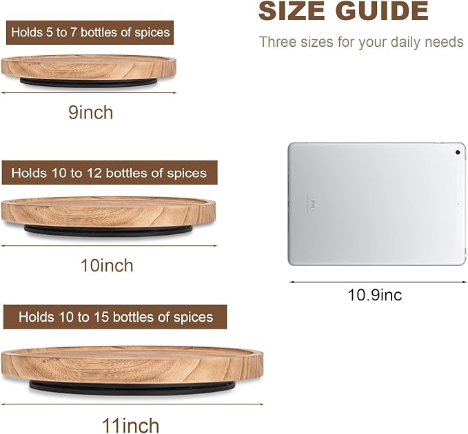 Wood Lazy Susan Turntable Kitchen Decor Round Table Tray, Easy clean, Rotating - Image 5