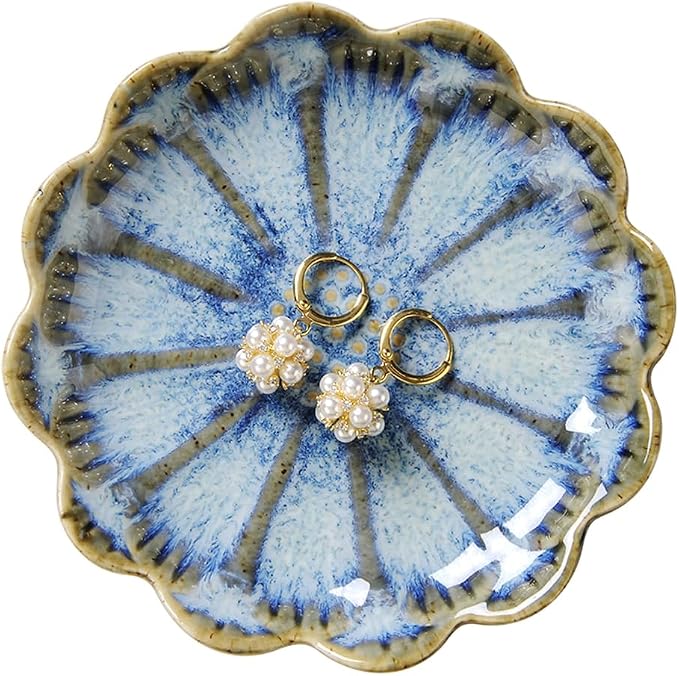 Lotus Ring Holder Dish Small Indoor Ash Tray, Ceramic Dessert Plate Trinket by JAMEND+CLXP