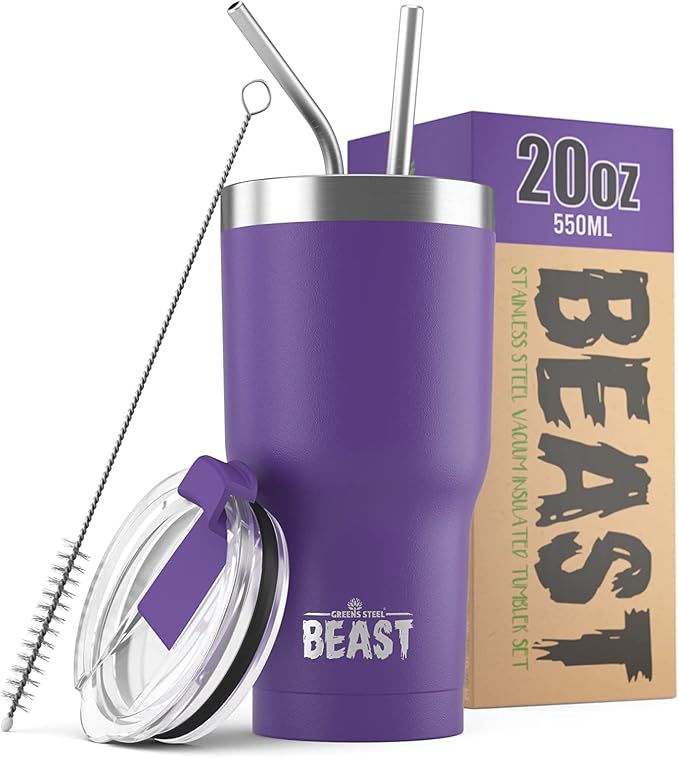 Beast 20 oz Tumbler Stainless Steel Vacuum Insulated Coffee Ice Cup Double Wall by GreensSteel