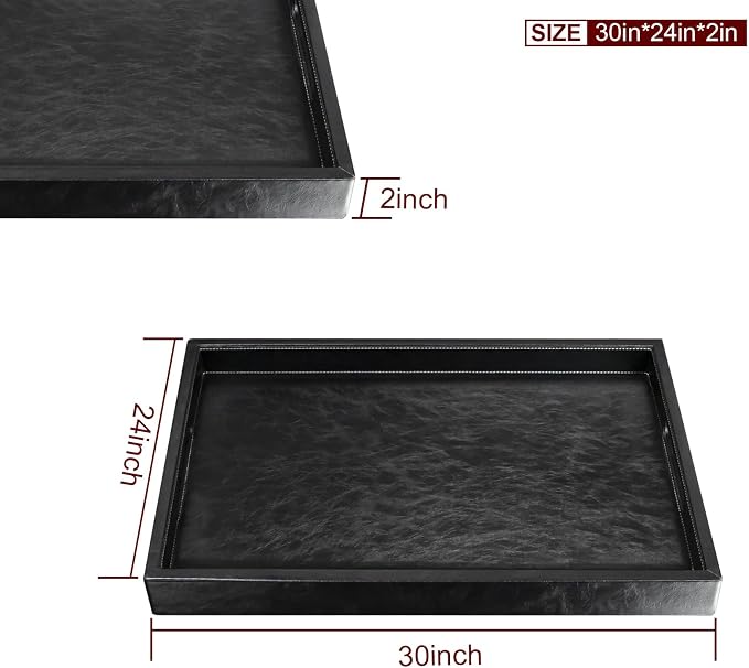 30 x 24 inches Rectangle Leather Ottoman Serving Tray - Image 7