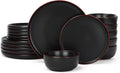 Famiware Mercury 18-Piece Stoneware Dinnerware Set, Matte Black | Plates and by Famiware