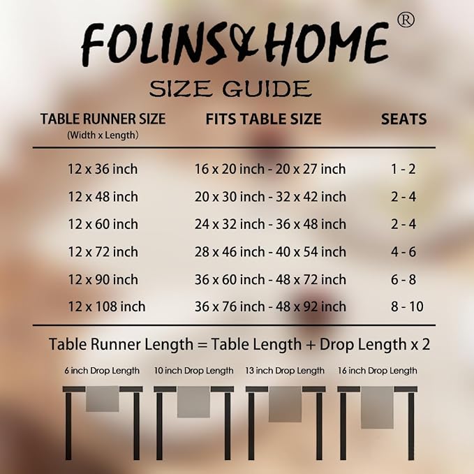 FOLINS&HOME Beige Waterproof Decorative Table Runner 60 Inches Long | 210GSM - Image 6