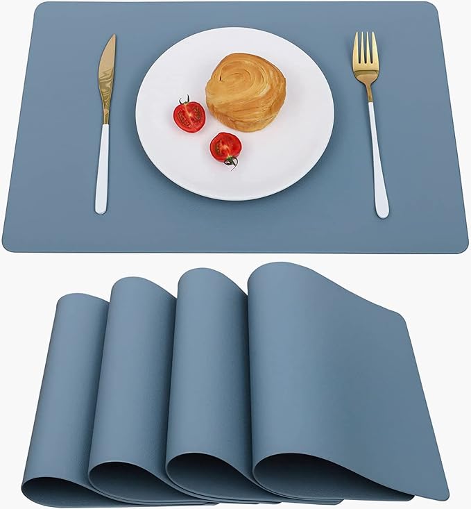 Vinjiasin Placemats Set of 4 Blue Leather Place Mats by Vinjiasin