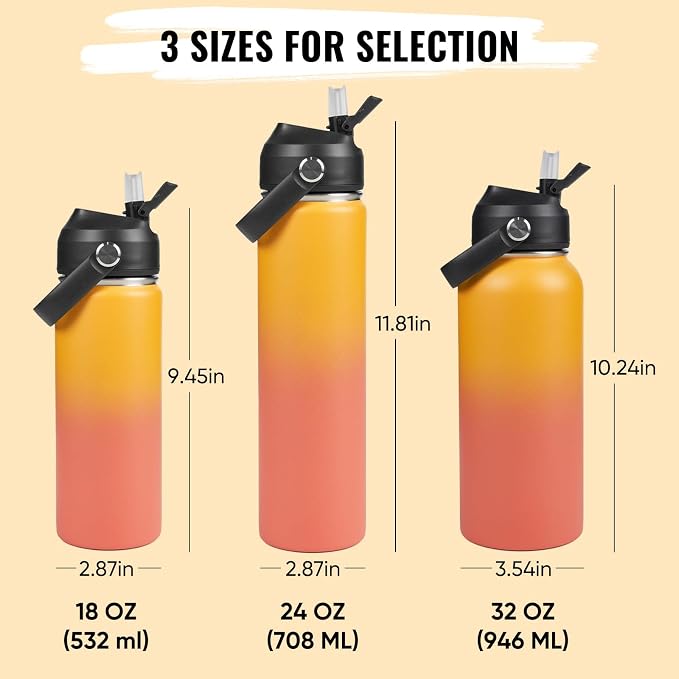 Fijinhom 24oz Insulated Stainless Steel Water Bottle, Wide Mouth Double Wall - Image 2
