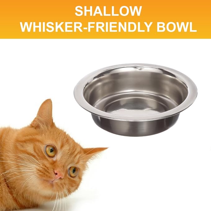 Neater Pet Brands 1 Cup Shallow Stainless Steel Cat Bowls, Metal Cat Dishes - Image 6