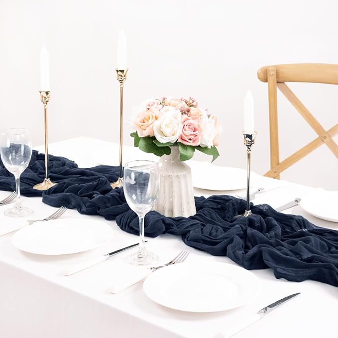 3 Pack Navy Blue Cheesecloth Table Runner 10ft Rustic Outdoor Decor | - Image 3